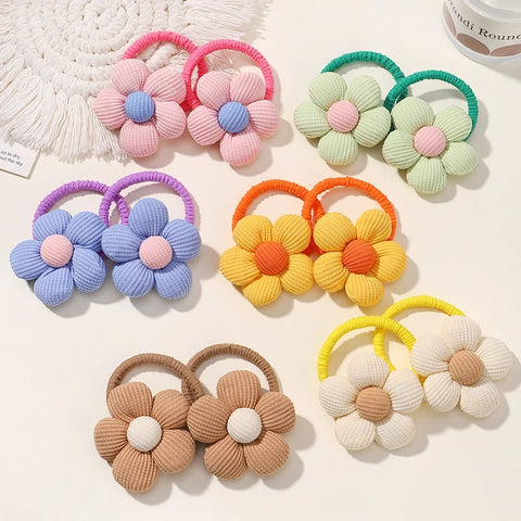 2 stuks elastische haarbanden met bloemenstrik voor meisjes en kinderen - schattige cartoon haaraccessoires