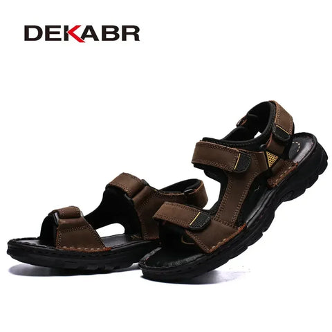 DEKABR Herren-Sandalen aus echtem Leder – Sommer-Strandschuhe 