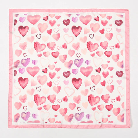 Summer Beach Heart Print Silk Hijab Scarf
