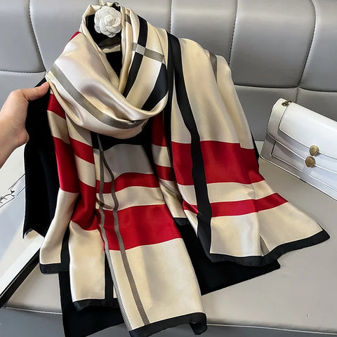Satin Silk Shawl Hijab Scarf for Women - Summer Beach Wrap