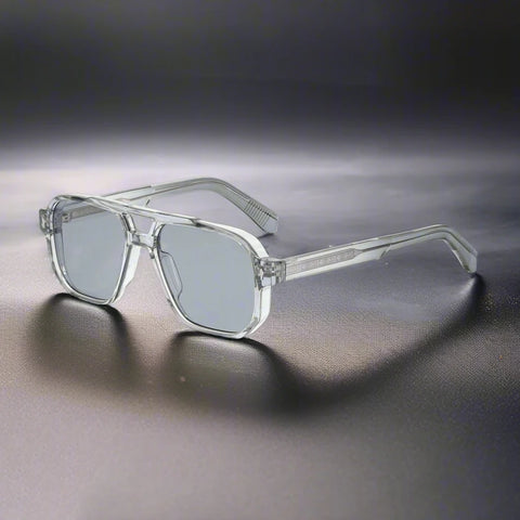 CATERSIDE Retro Punk Flat-Top Zonnebril – Dubbele Brug UV400 Unisex Reis- &amp; Feestzonnebril