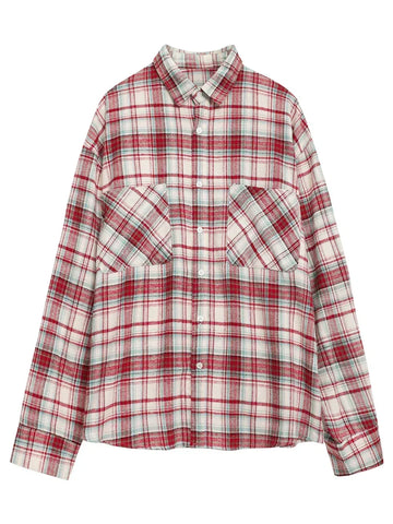 CHIC VEN Women's Cotton Shirt - Retro Color Blocked Blouse