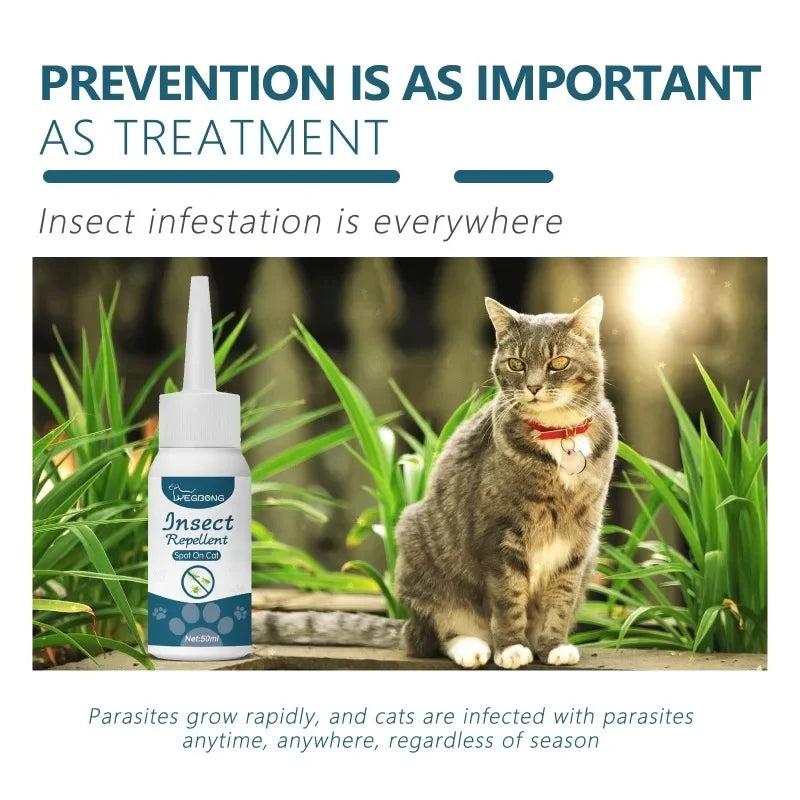 50ml Pet Anti-Flea and Tick Agent for Cats and Dogs - Effective Deworming and Skin Cleaning