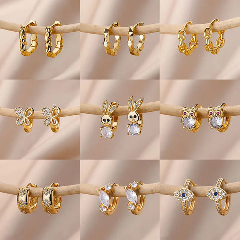 Fashion Rabbit Crystal Hoop Earrings for Women - Animal Jewelry Wedding Gift