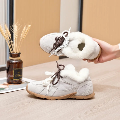 AIYUQI Dames Winter Sneakers - Echte leren trainingsschoenen