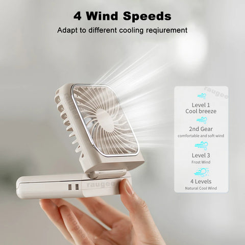 Portable Rechargeable Neck Fan - 4-in-1 Handheld Air Circulator with 2500 mAh Power Bank