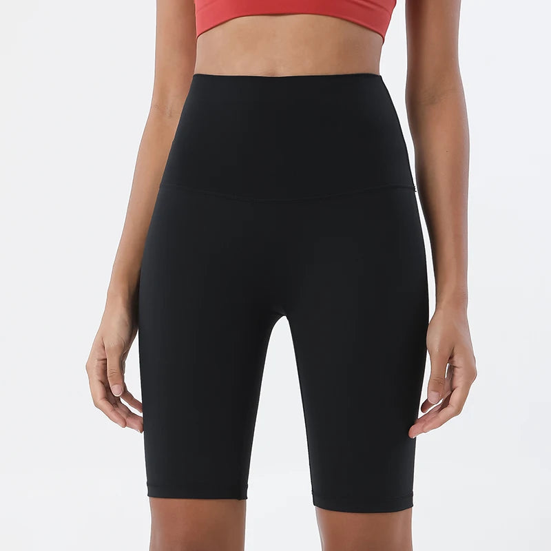 SOISOU Nylon Women's High Waist Gym Shorts - Breathable & Comfortable