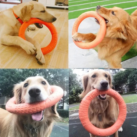 Interactieve oranje hondenvliegschijf - EVA trainingsringtrekker voor honden