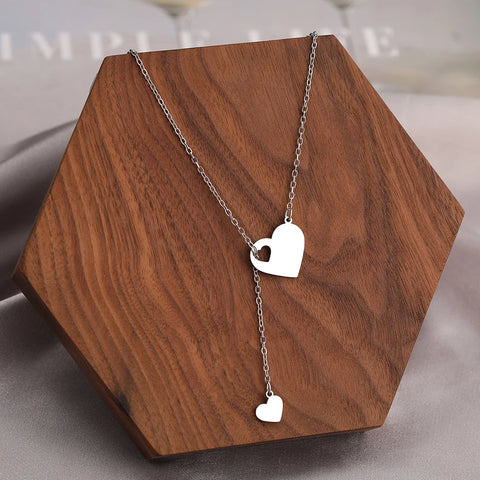 Stainless Steel Sweet Heart Pendant Necklace for Women - Fashion Choker Jewelry for Weddings and Parties