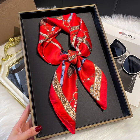 Luxury Horse Print Silk Neck Scarf for Women