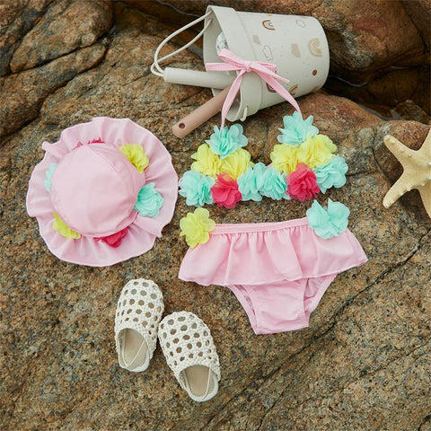 Tregren Baby Meisjes Strandbikini's met Zonnehoed