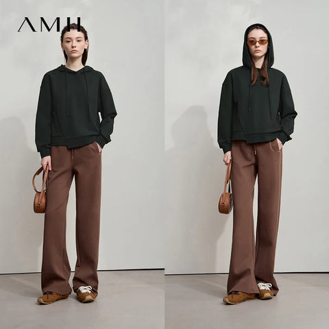 AMII Minimalist Women Hoodie Cotton 2025