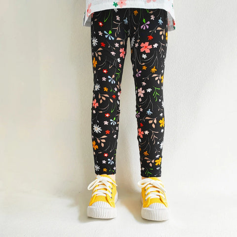 Cute Flower Print Girls Leggings