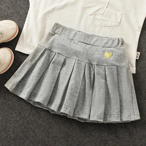 Kids Girls Pleated Culottes Skirt with Safety Pants
