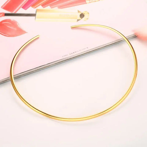 Adjustable Open Collar Choker Necklace for Women | Simple Stainless Steel Jewelry