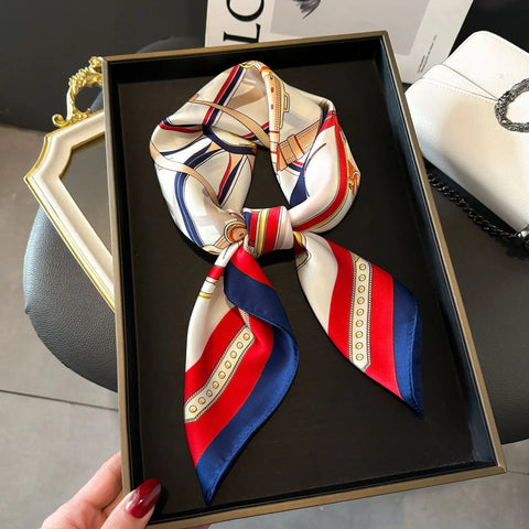 Luxury Horse Print Silk Neck Scarf for Women