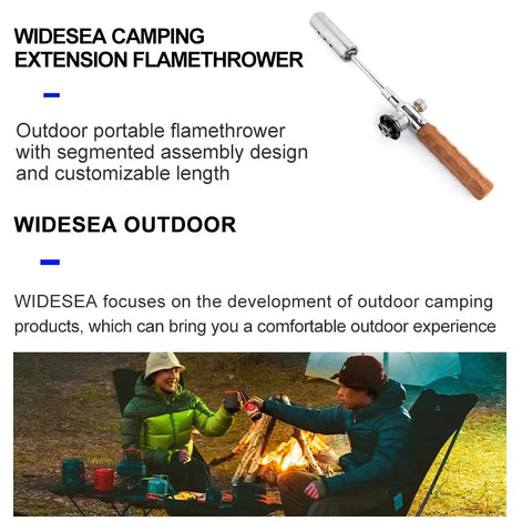 Widesea Camping Long Flame Igniter - Portable Wooden Handle Burner for BBQ and Picnics