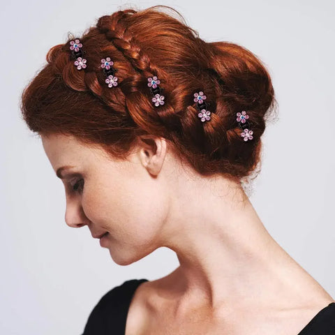 6 stuks mini-haarspeldjes met strass - antislip bloemenhaaraccessoires voor vrouwen en meisjes