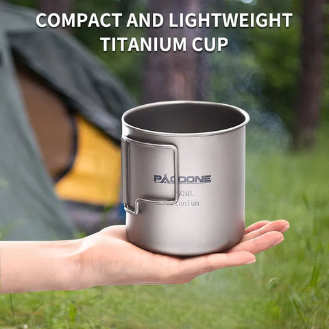 PACOONE Titanium Camping Mug - Lightweight Travel Cookware for Outdoor Adventures