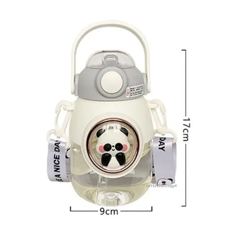 820ml Kids Water Sippy Cup with Cartoon Design and Straw - Portable Drinking Bottle for School