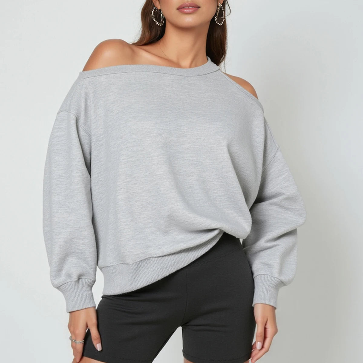 Mia Muse Women's Off Shoulder Sweatshirt