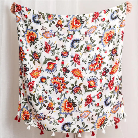 Luxury Cotton Scarf for Women - Large Shawl & Hijab