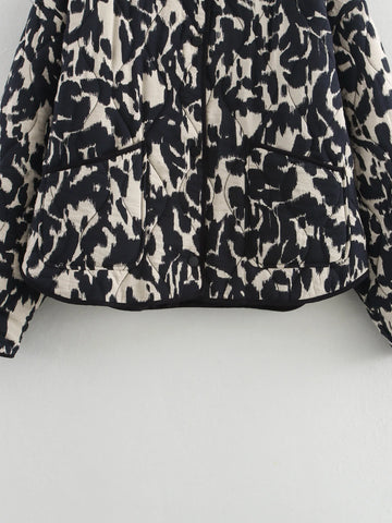 MUJER Zebra Print Oversize Jas - Stijlvolle Gewatteerde Jas voor Dames