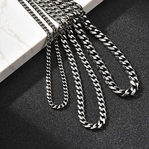 Vintage Chain Necklace for Men and Boys - Retro Grey Stainless Steel Collars