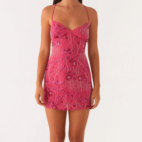 Hirigin Cami Mini-jurk met pailletten en kralen
