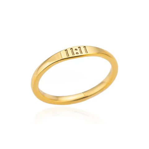 Lucky 11:11 Angel Number Rings for Women - Vintage Stainless Steel Finger Ring - Aesthetic Jewelry Gift