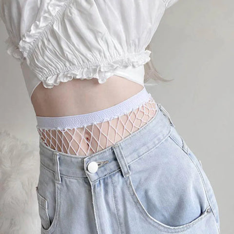 Women’s Elegant White High Waist Fishnet Stockings - Perfect for Summer Styling