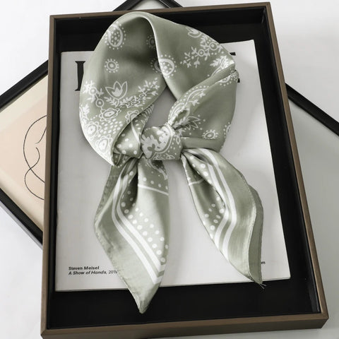 Fashion Print Silk Hairbands Scarf Women 2025 Spring New Elagant Floral Bandana Neck Kerchief Head Bands Foulard Female Scarfs