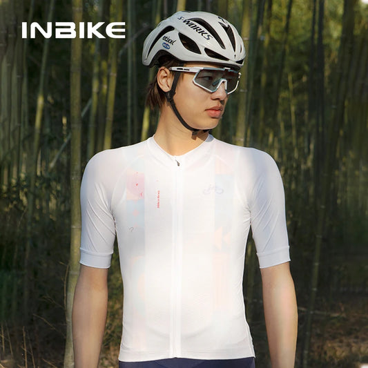 INBIKE Men's Summer Cycling Jersey - Quick-Dry Short Sleeve Bicycle Top for Road and MTB