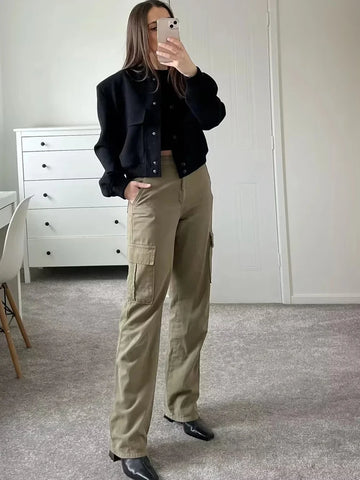 MUJER 2025 Dames Wit Bomberjack - Stijlvolle Cropped Bovenkleding voor Herfst &amp; Winter