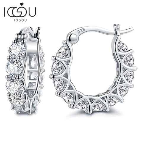 IOGOU D Moissanite Huggie Hoop Earrings