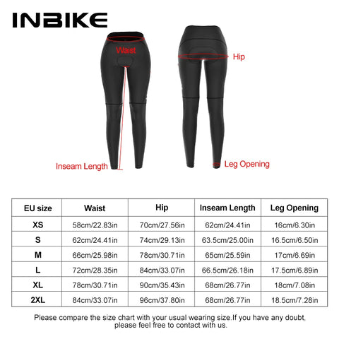 INBIKE 2024 Women's Long Padded Cycling Pants - Perfect MTB Leggings with Pockets