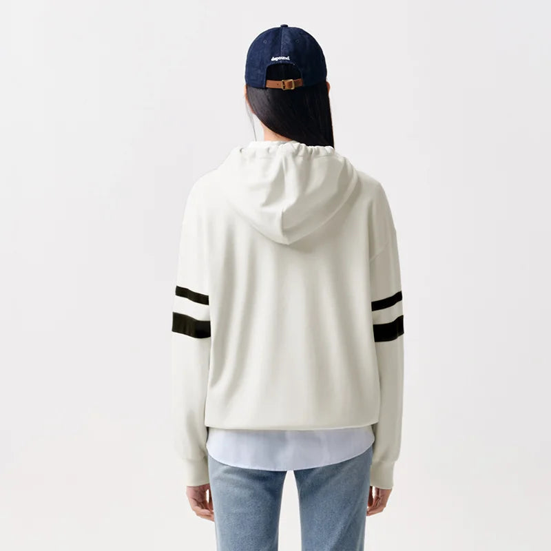 Semir Women's Letter Print Loose Drop Shoulder Hoodie