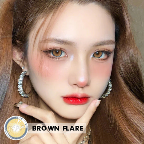 UYAAI 1Pair Green Brown Flare Color Contact Lenses