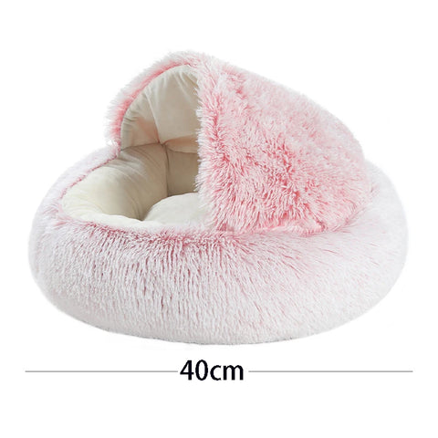Warm en zacht pluche kattenbed - Ronde matras voor kleine honden en kittens