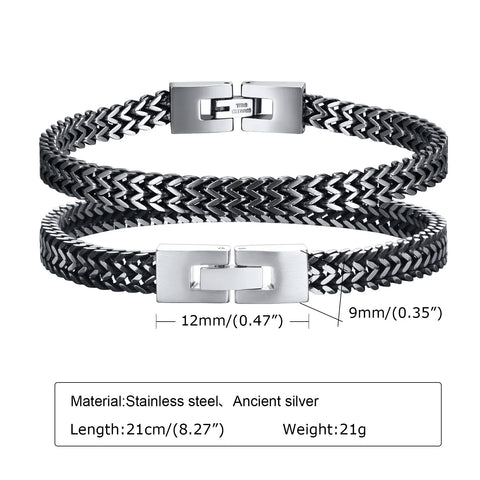 Stylish Stainless Steel Bali Foxtail Chain Bracelet for Men - Double Franco Link Chain Bracelet
