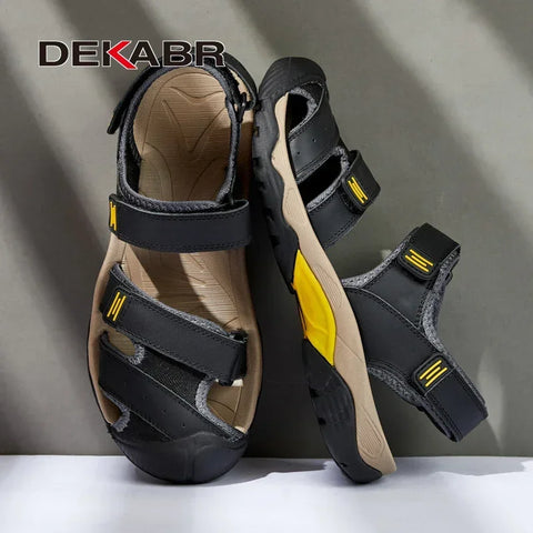DEKABR Herren-Sommersandalen aus echtem Leder 