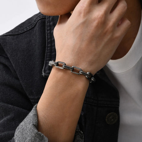 Vintage Byzantine Chain Bracelet for Men and Boys - Stainless Steel Retro Wristband