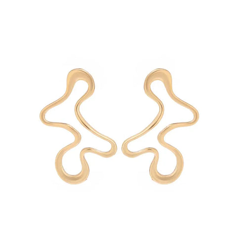 Minimalist Metal Irregular Hollow Pendant Earrings - Gold Geometric Statement Jewelry for Women