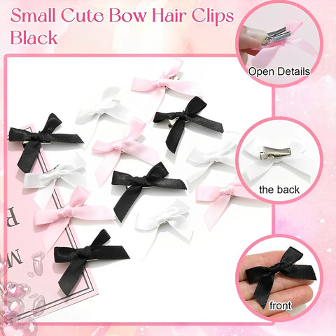 Y2K Girls Mini Hair Clips - Handmade Bow Hairpins and Accessories