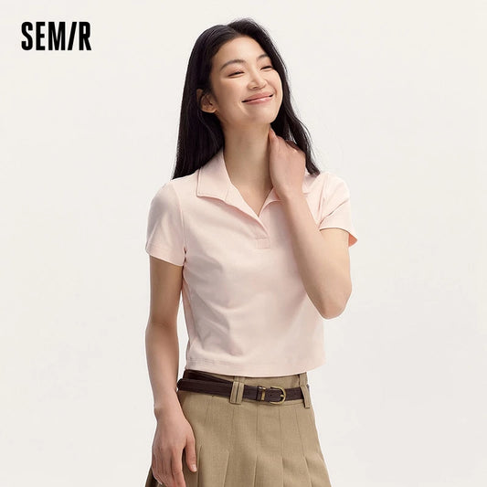 Senma Dames 2024 Zomer Slim Gebreid Poloshirt 