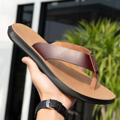2023 New Italian Leather Flip-flops for Men - Cool Summer Beach Shoes