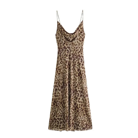 MUJER Luipaardprint Lange Jurk 