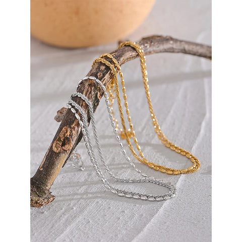 Yhpup Classic Double Layer Exquisite Chain Stainless Steel Stylish Anklet for Women - Trendy Summer Charm in Gold and Silver