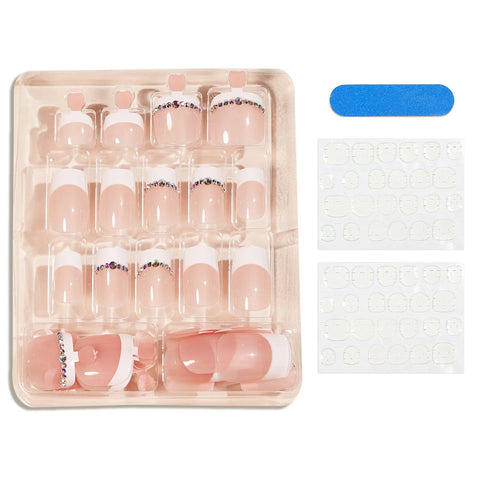 Set van 48 stuks nagels met een opdruk - modieuze Franse ballerina-tips