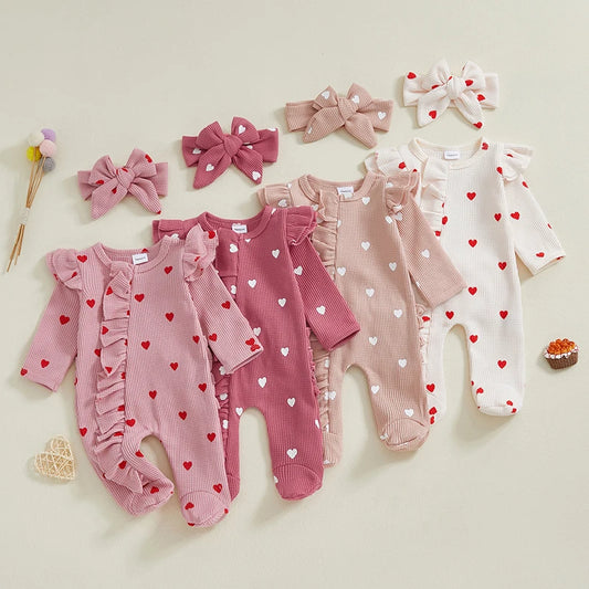 Tregren Newborn Baby Girl Valentine's Day Jumpsuit